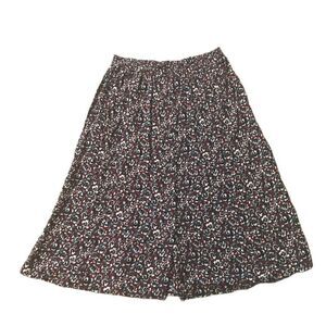 Women's Size 18/20 Maroon Blue Floral Pleated Full Length Skirt Pansies US